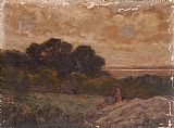 Landscape with Two Women Reclining on Rocks by Edward Mitchell Bannister